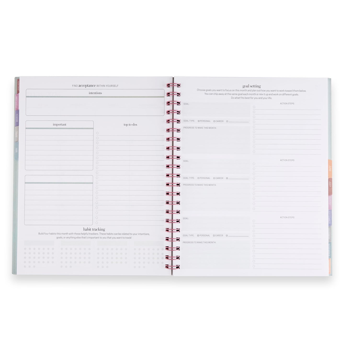 Large Monthly Planner - Pastel Colorblends cover, Inspired by Erin Condren