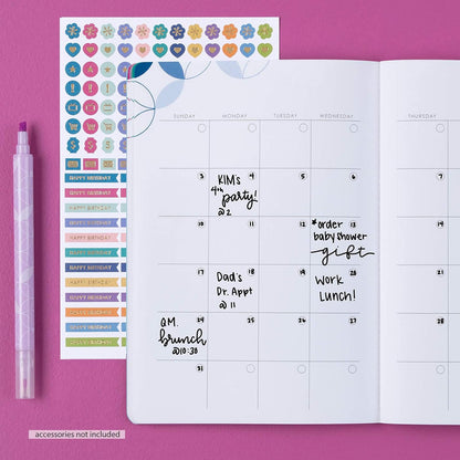 Undated Monthly Petite Planner, Mid Century Circles
