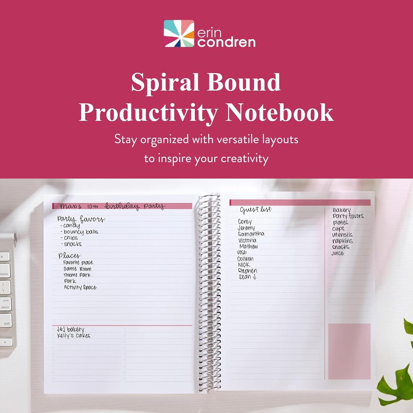 7x9 Colorful Layers Coiled Notebook - productivity layout, platinum coil
