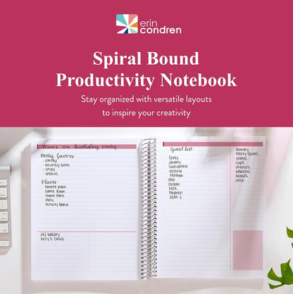 7x9 Colorful Layers Coiled Notebook - productivity layout, platinum coil