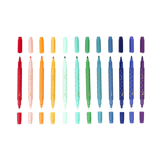 Dual-Tip Markers 12-pack - Asterisk Colorful