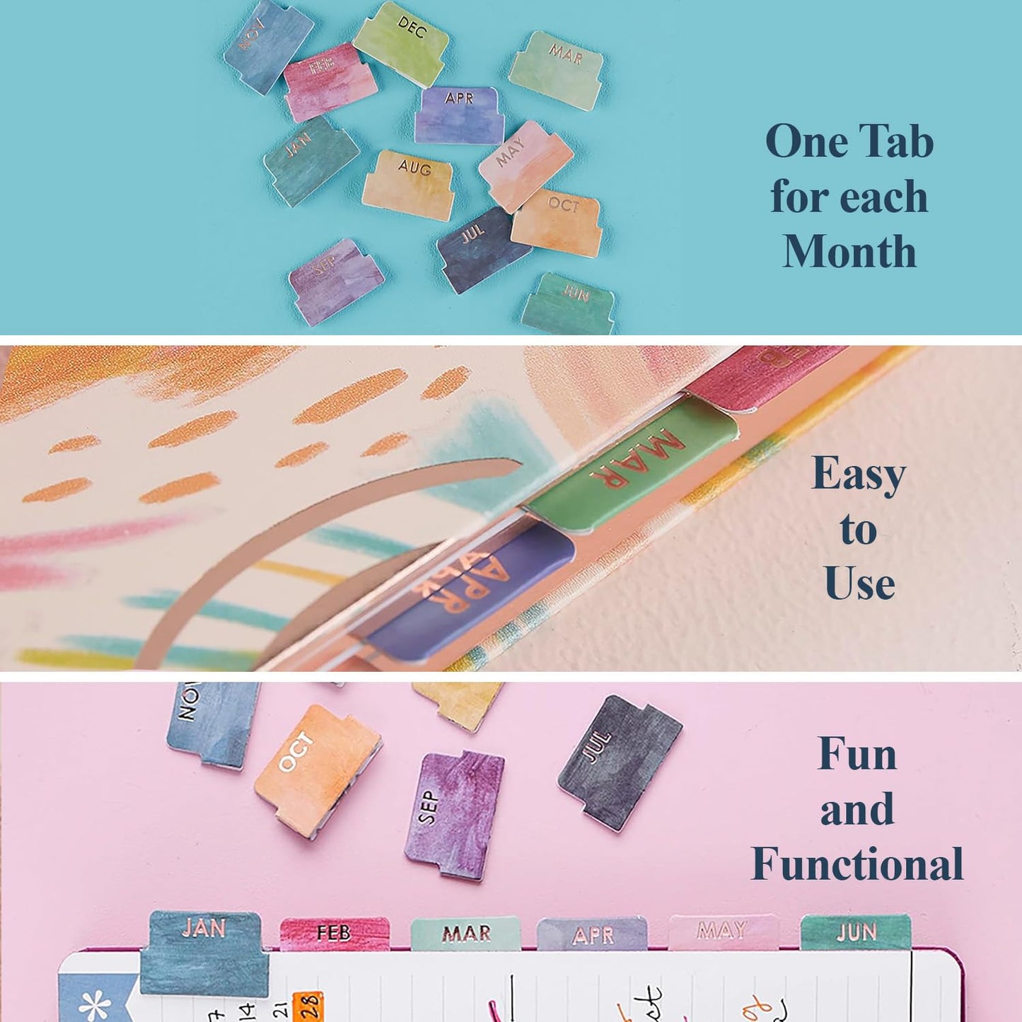 Colorful Monthly Adhesive Tabs