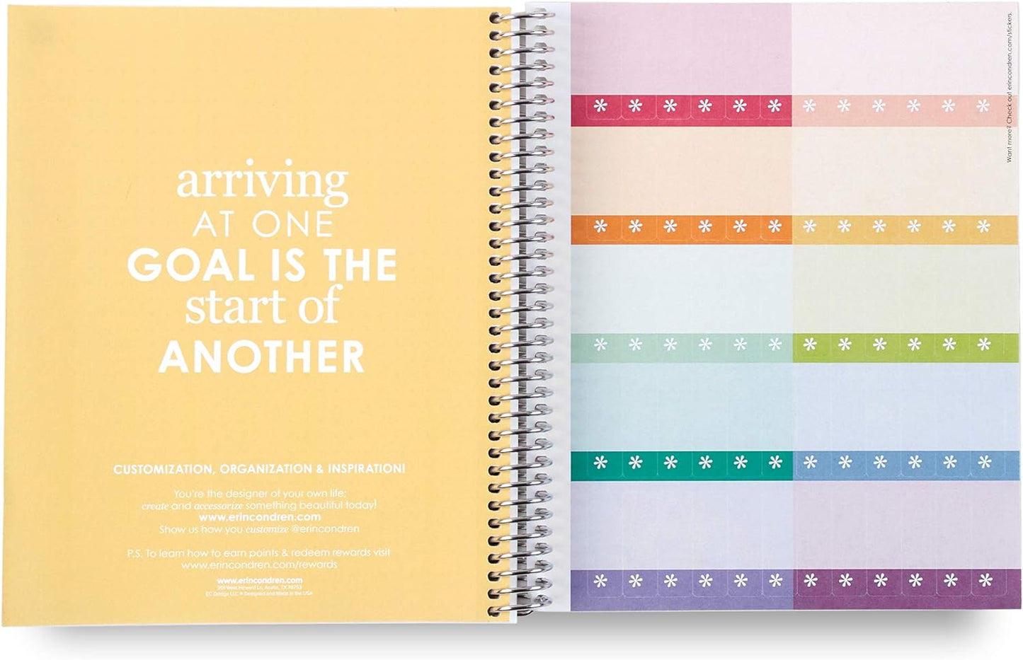 7x9 Colorful Layers Coiled Notebook - productivity layout, platinum coil