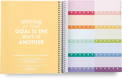 7x9 Colorful Layers Coiled Notebook - productivity layout, platinum coil