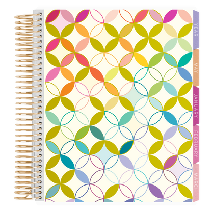 7x9 Metallic Mid Century Circles Legacy Special Edition LifePlanner (January 2027 - December 2027) - Legacy Special Edition interior, vertical layout, gold coil