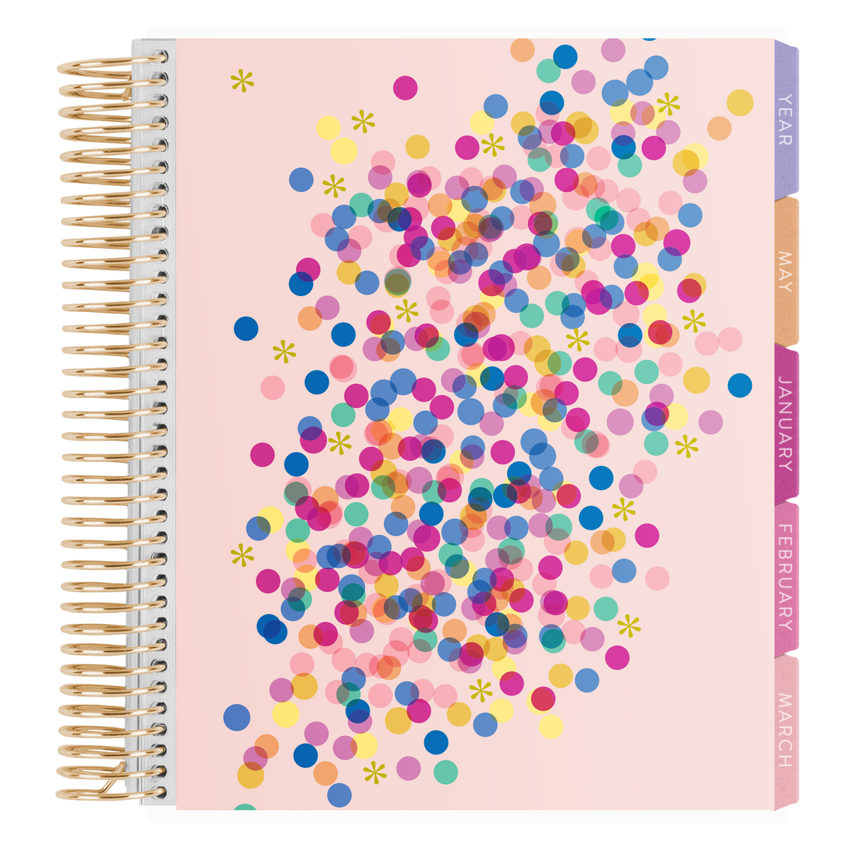 7x9 Metallic Confetti 20th Anniversary Legacy Special Edition LifePlanner (January 2027 - December 2027) - Legacy Special Edition interior, vertical layout, gold coil