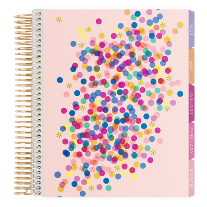 7x9 Metallic Confetti 20th Anniversary Legacy Special Edition LifePlanner (January 2027 - December 2027) - Legacy Special Edition interior, vertical layout, gold coil