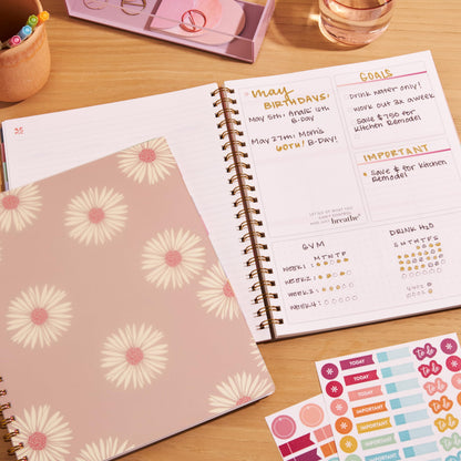 Large Undated Planner - Daisies cover, Inspired by Erin Condren