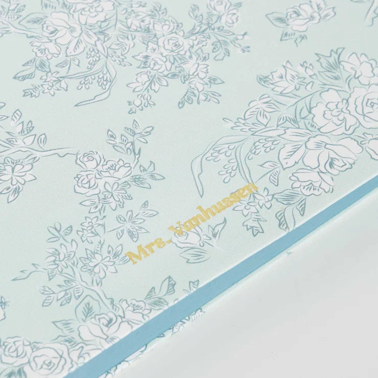 8x10 Softbound Teacher Lesson Planner - Toile Wallpaper Eucalyptus (July 2026 - June 2027)