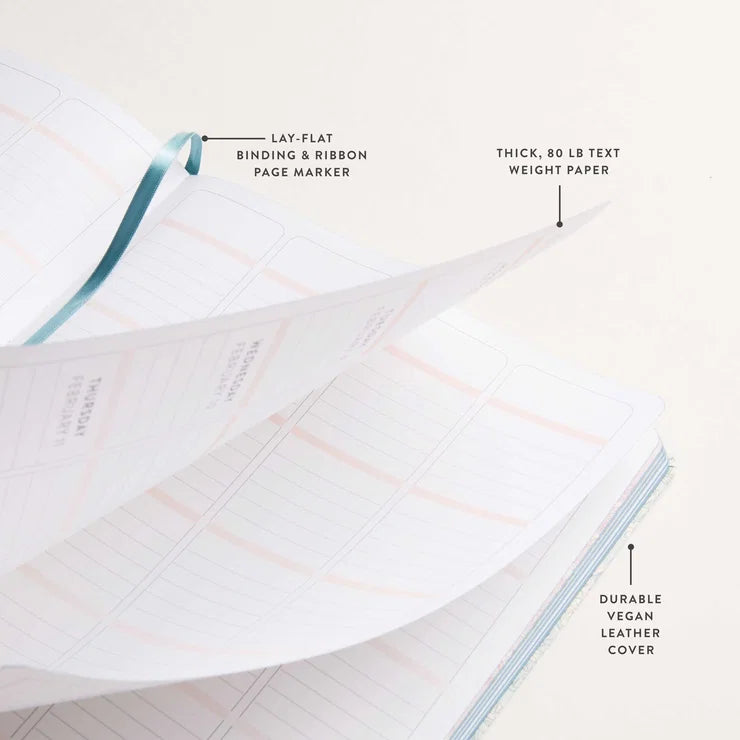 8x10 Softbound Teacher Lesson Planner - Toile Wallpaper Eucalyptus (July 2026 - June 2027)