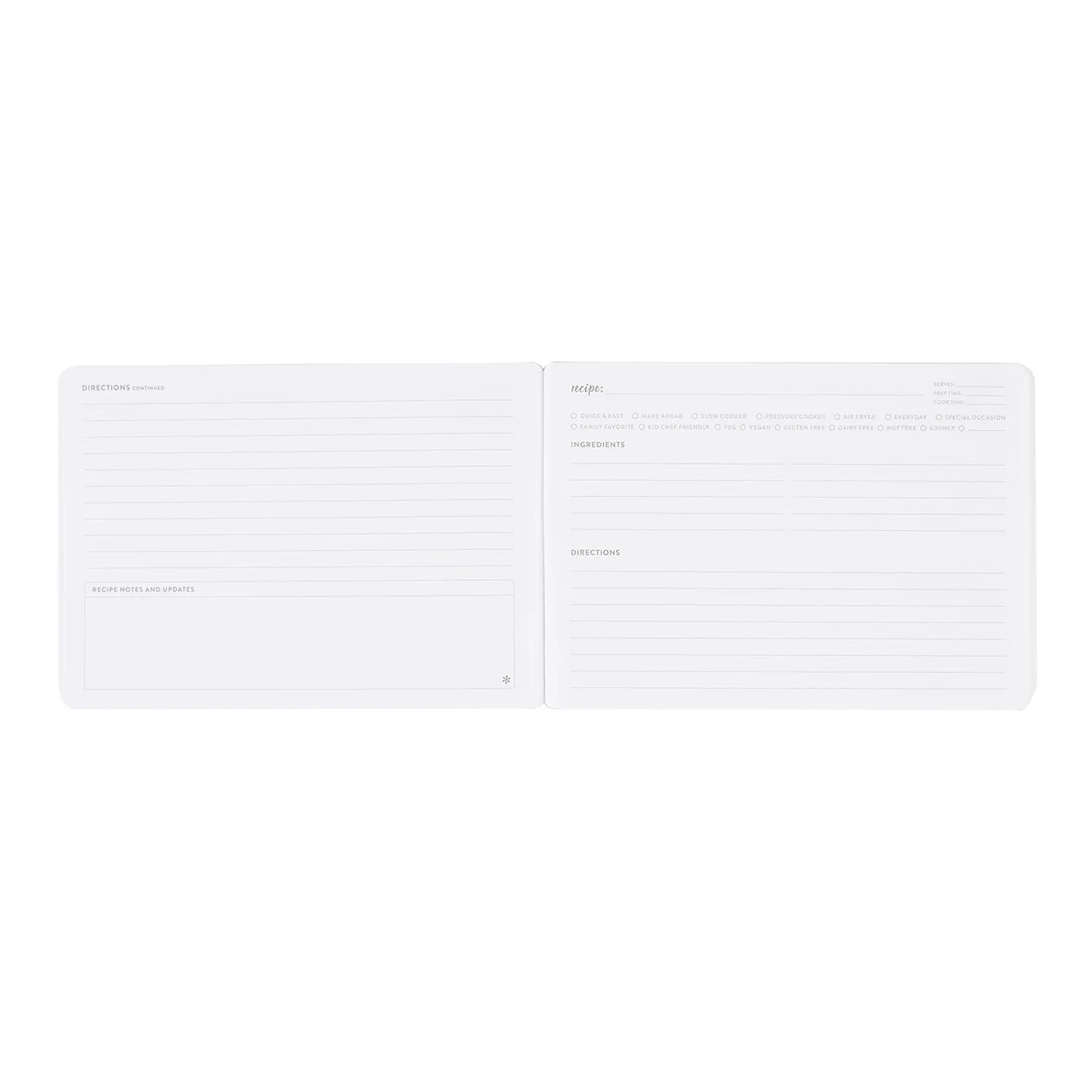 Horizontal Recipe Notebook