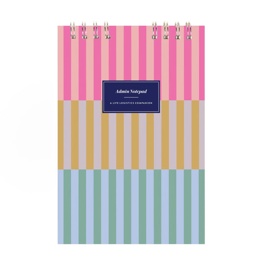 Admin Night Top Spiral Notepad - Colorblock Stripe