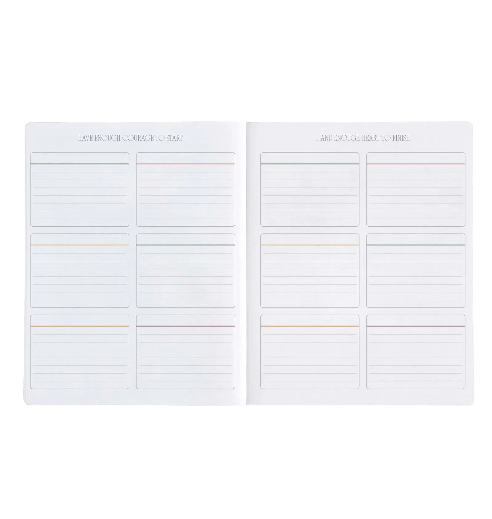 Two pages of lined notebook paper with text at the top on a white background