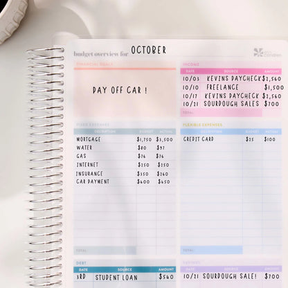 Budget planner with a focus on October expenses and income.