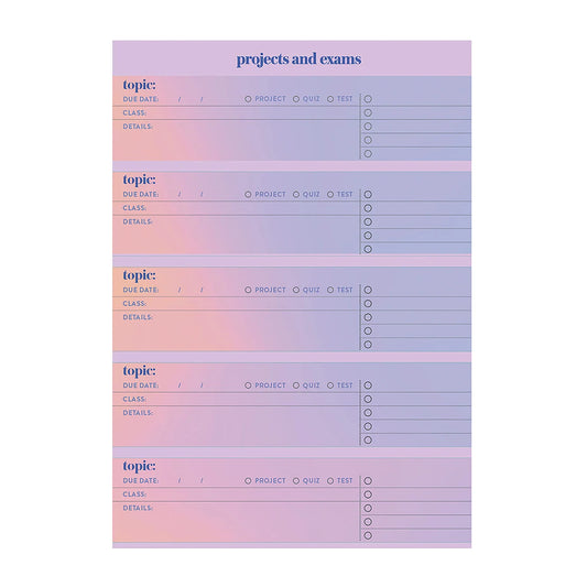 Weekly Projects and Exams Notepad