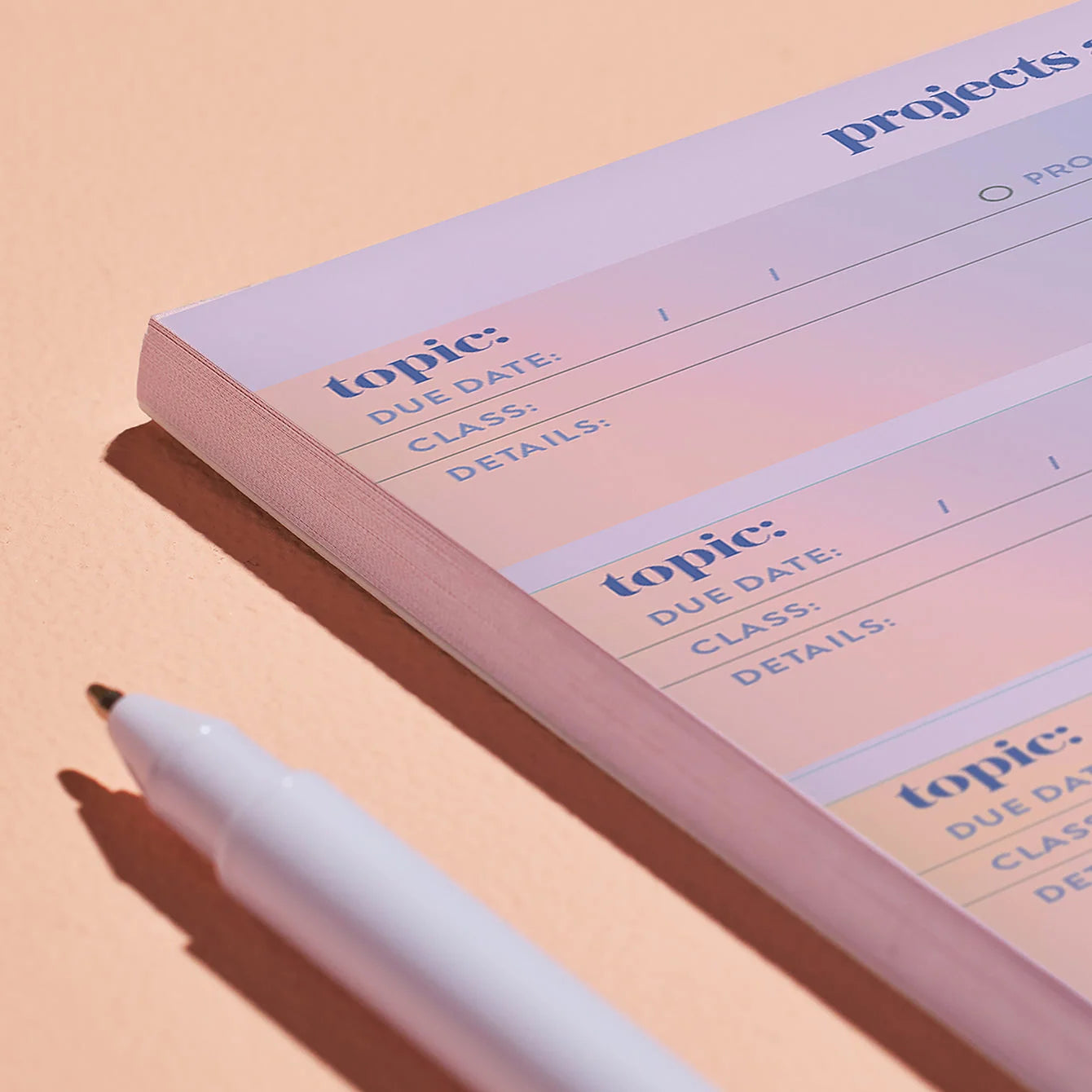 Weekly Projects and Exams Notepad