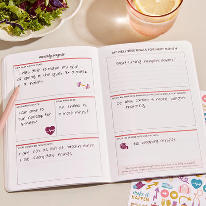 Wellness Log Petite Planner - Watercolor Palms