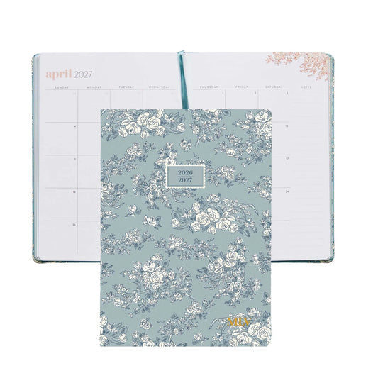 A5 Softbound Monthly Planner - Toile Wallpaper Eucalyptus