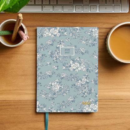 A5 Softbound Monthly Planner - Toile Wallpaper Eucalyptus
