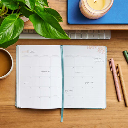 A5 Softbound Monthly Planner - Toile Wallpaper Eucalyptus