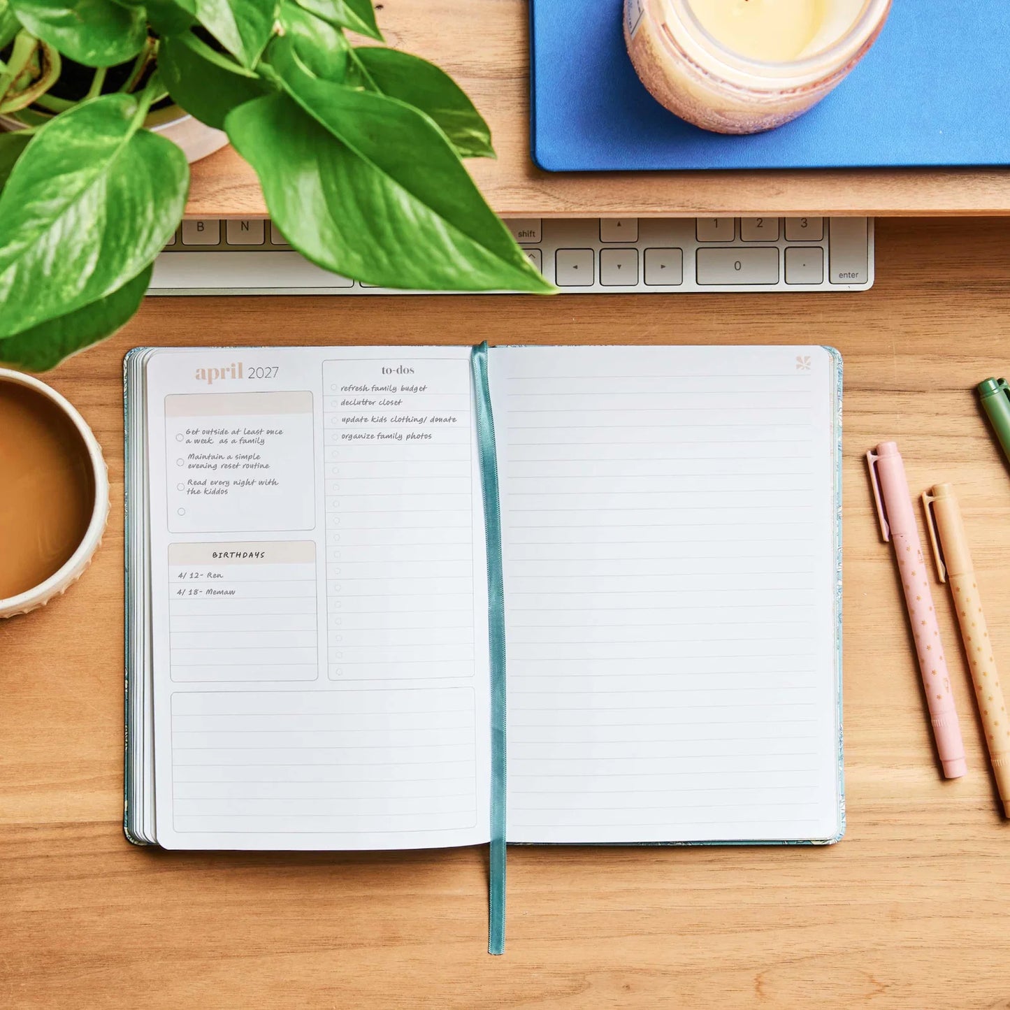 A5 Softbound Monthly Planner - Toile Wallpaper Eucalyptus