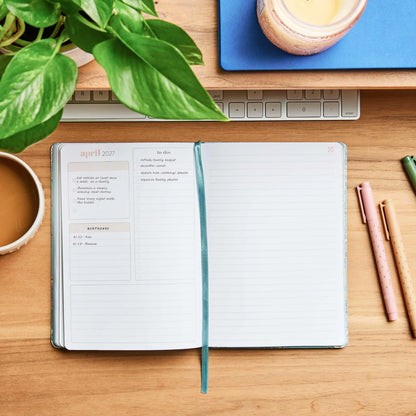 A5 Softbound Monthly Planner - Toile Wallpaper Eucalyptus